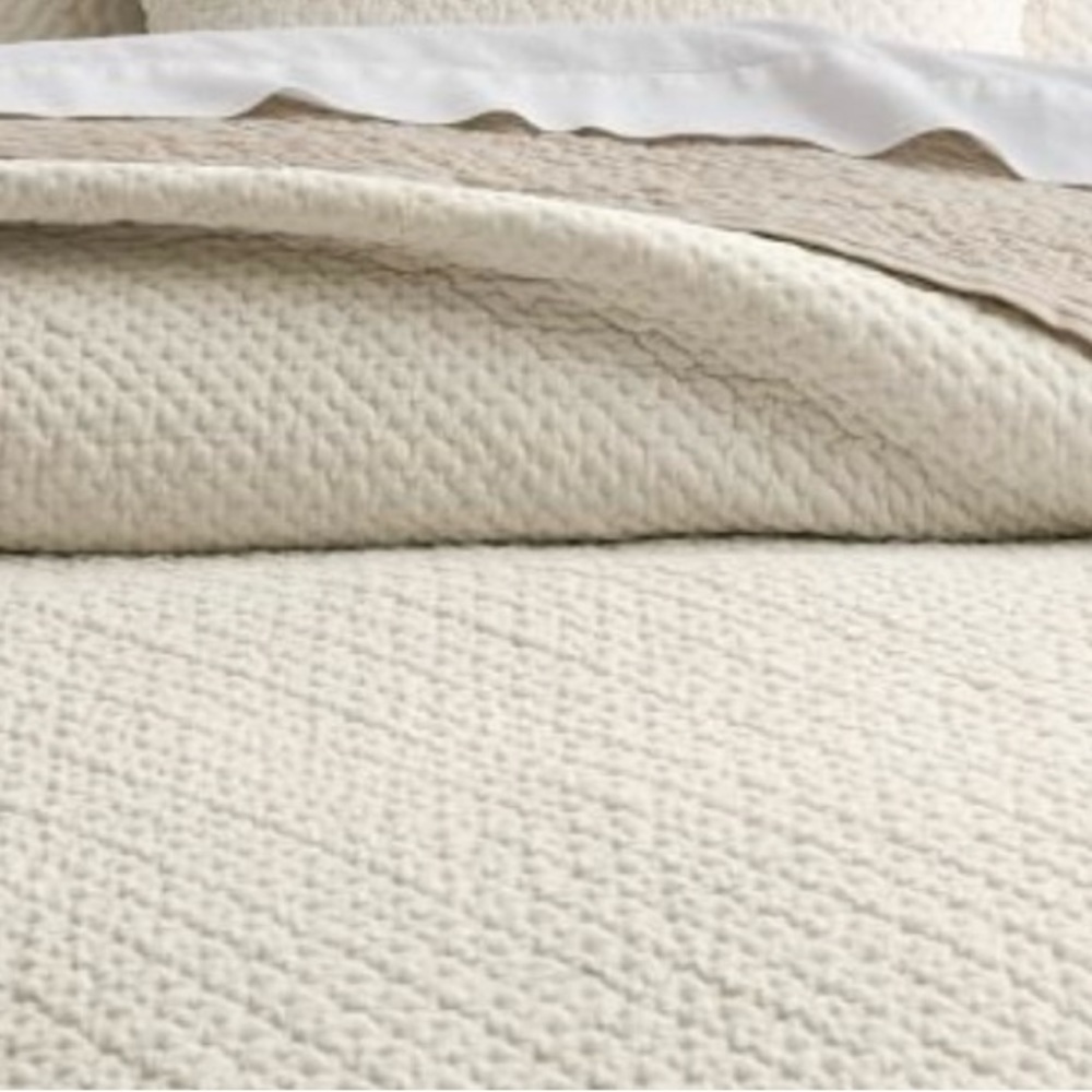 Pottery barn, Crosstitch velvet cal king quilt.   NWOT